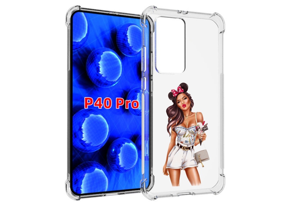 

Чехол MyPads Девушка-микки для Huawei P40 Pro противоударный, Прозрачный, Tocco