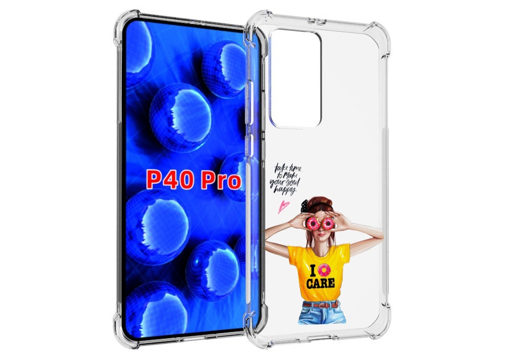 Чехол MyPads Девушка-с-пончиками женский для Huawei P40 Pro противоударный