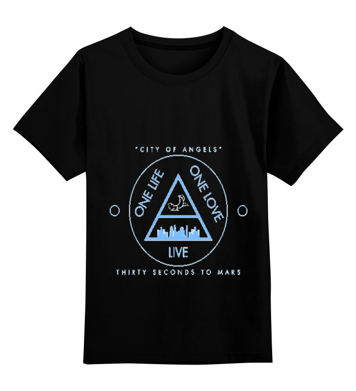 

Футболка детская Printio City of angels - 30 seconds to mars цв. черный р. 128, City of angels - 30 seconds to mars