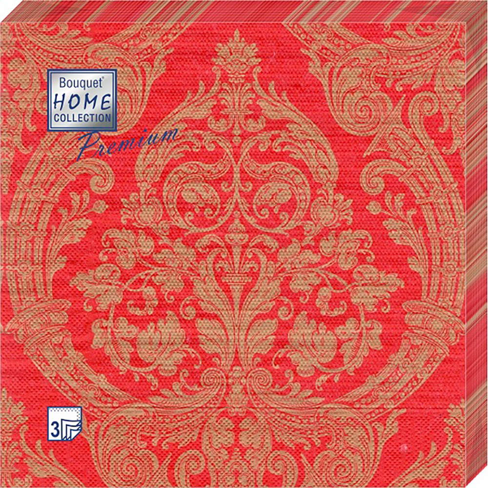 

Салфетки бумажные Bouquet Home Collection premium золото на красном 20 шт, Разноцветный, Home Collection Premium