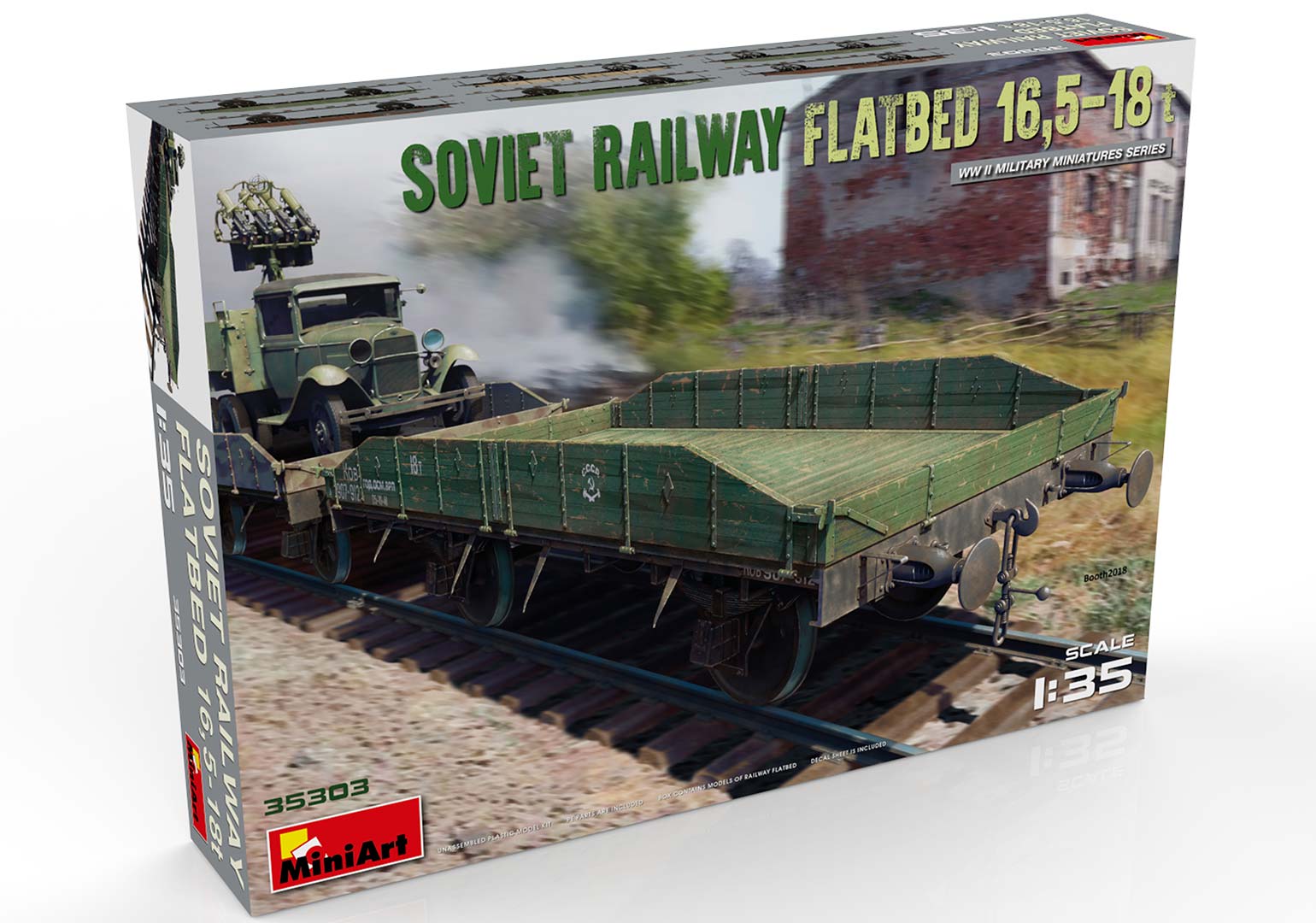 

Сборная модель MiniArt 1/35 Советская железнодорожная платформа 16,5-18т. 35303