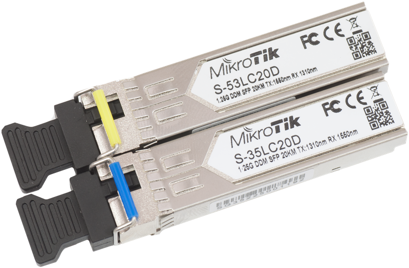 MikroTik Трансивер MikroTik Pair of SFP modules, S-35LC20D (1.25G SM 20km T1310nm/R1550nm,