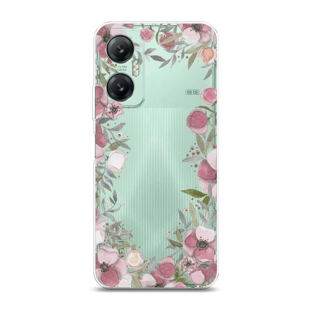 

Чехол Awog на Infinix HOT 20 5G "Розовая цветочная рамка", Розовый;зеленый, 3103250-8