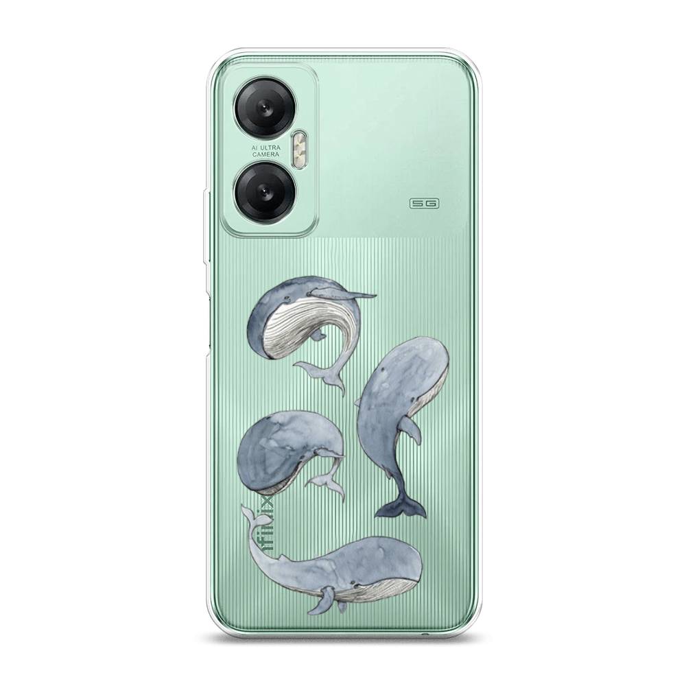 

Чехол Awog на Infinix HOT 20 5G "Киты", Голубой;белый;прозрачный, 3103250-1