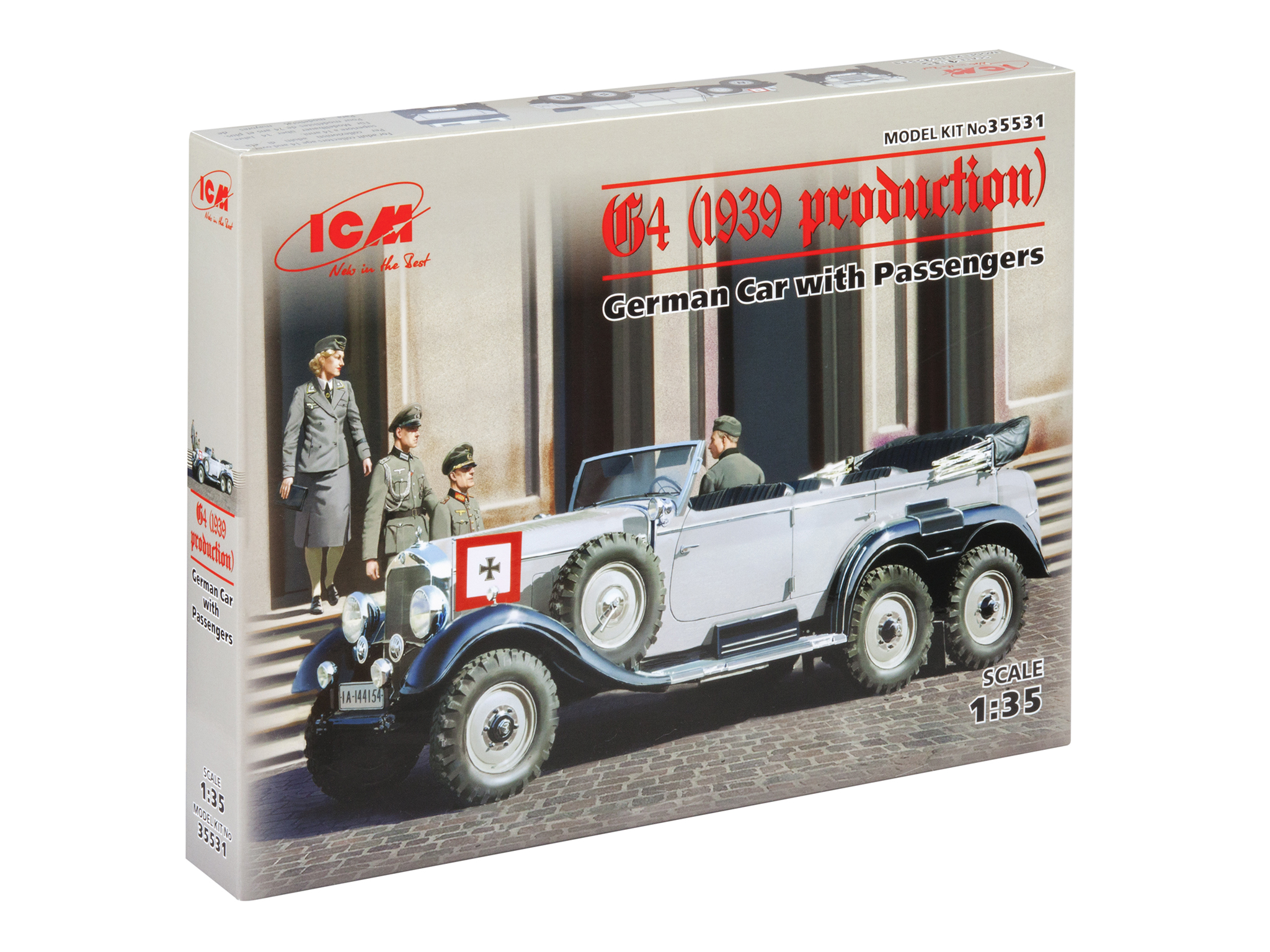 

Сборная модель ICM 1/35 G4 Германский легковой автомобиль с пассажирами 35531