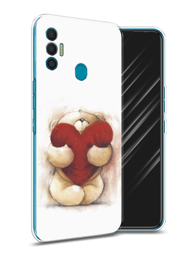 

Чехол Awog на Tecno Spark 7 "Мишка с сердцем 1", Разноцветный, 301050-6