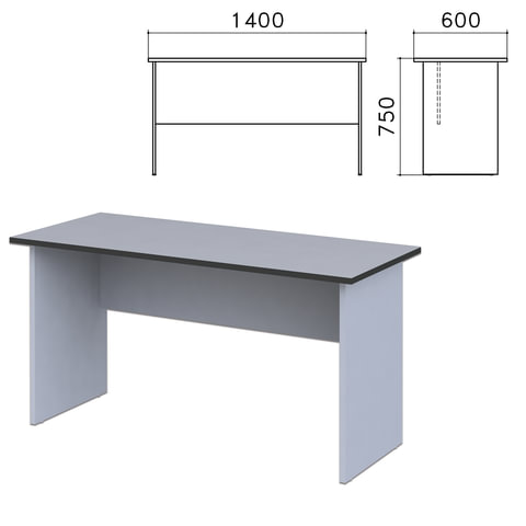 фото Стол письменный монолит, 1400х600х750 мм, цвет серый, см22.11