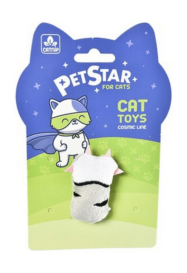 Игрушка для кошек Pet Star Лапка с мятой серый с черным плюшевая 3х6 см
