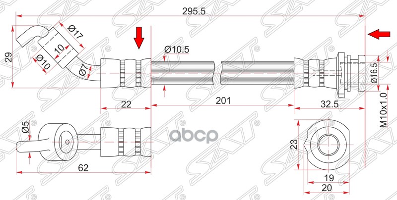 

Шланг Тормозной Задний (Таиланд) Nissan Presage/Teana 03-08 Rh (правый) Sat арт. ST-46210-