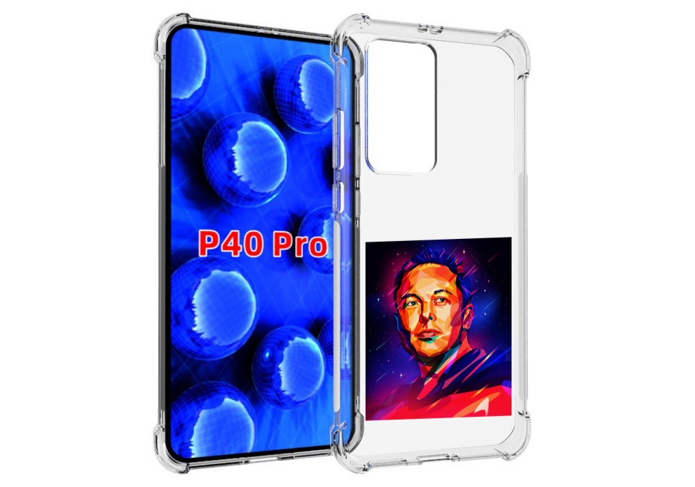 

Чехол MyPads Илон-Маск для Huawei P40 Pro противоударный, Прозрачный, Tocco