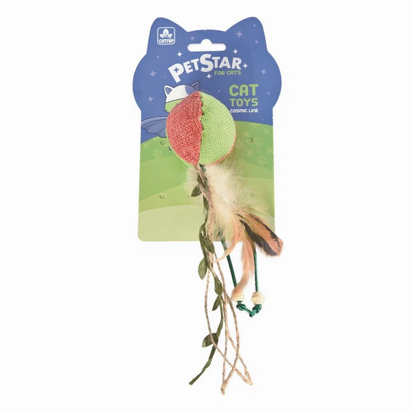 Игрушка для кошек Pet Star Мячик  с мятой и перьями текстильный 19х14,5 см