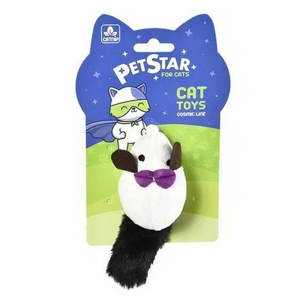 Игрушка для кошек Pet Star Мышка с бантиком и мятой плюшевая 12х5,8 см