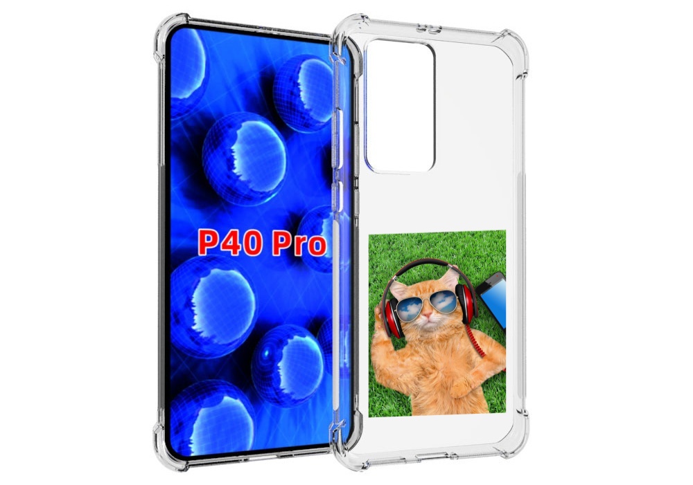 

Чехол MyPads Кот-кайфарик для Huawei P40 Pro противоударный, Прозрачный, Tocco