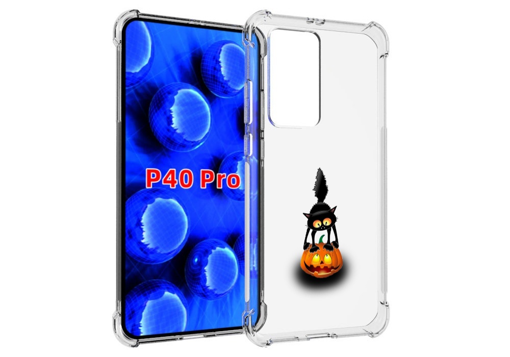 

Чехол MyPads Котик с тыквой для Huawei P40 Pro противоударный, Прозрачный, Tocco