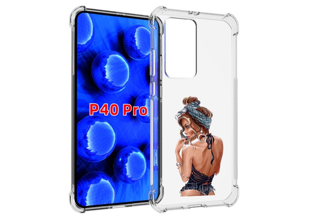 

Чехол MyPads Красивая-дама женский для Huawei P40 Pro противоударный, Прозрачный, Tocco