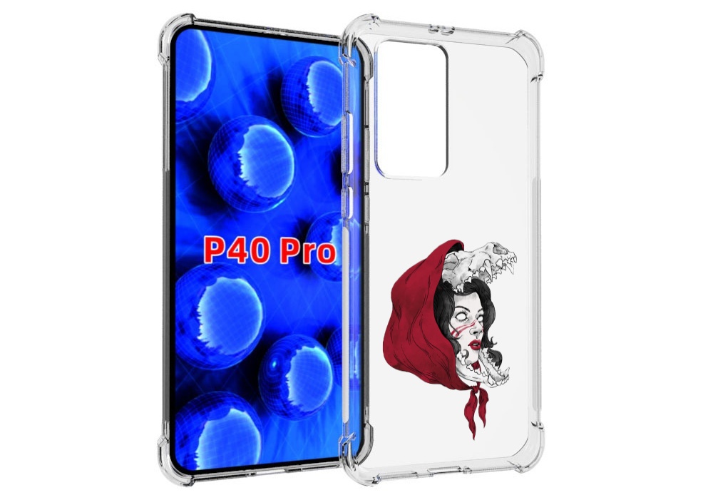 

Чехол MyPads Красная шапочка и волк женский для Huawei P40 Pro противоударный, Прозрачный, Tocco