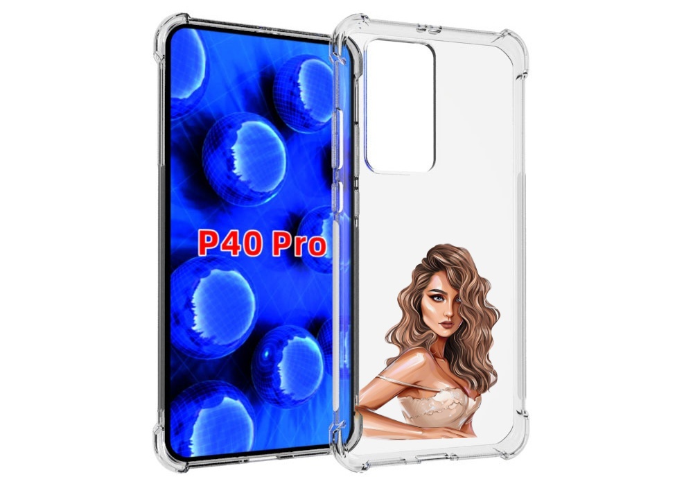 

Чехол MyPads Кудрявая-девушка женский для Huawei P40 Pro противоударный, Прозрачный, Tocco