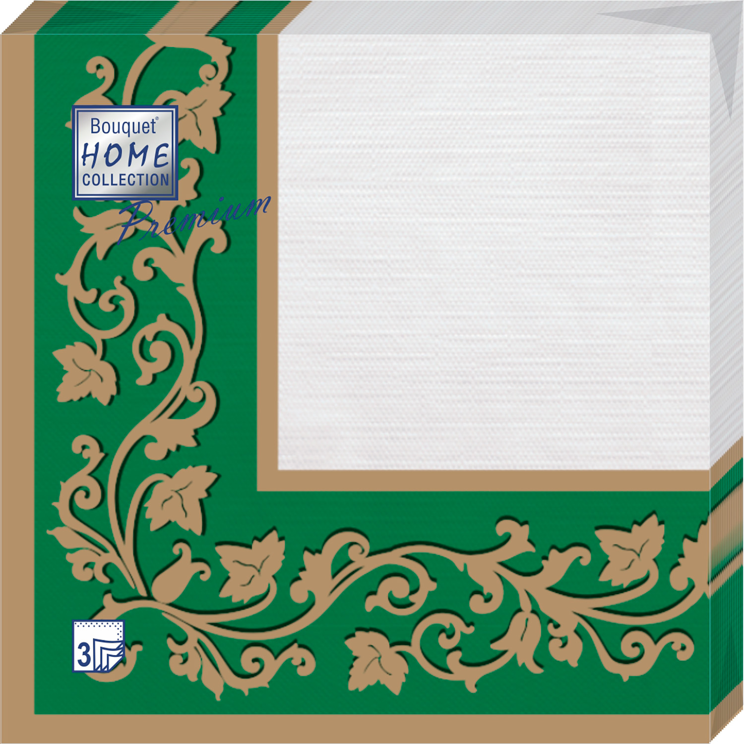 

Салфетки бумажные Bouquet Home Collection premium золото на зеленом 20 шт, Разноцветный, Home Collection Premium