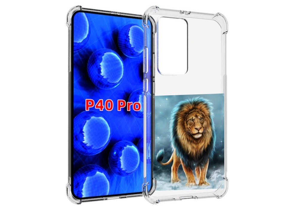 Чехол MyPads Лев-в-тумане для Huawei P40 Pro противоударный