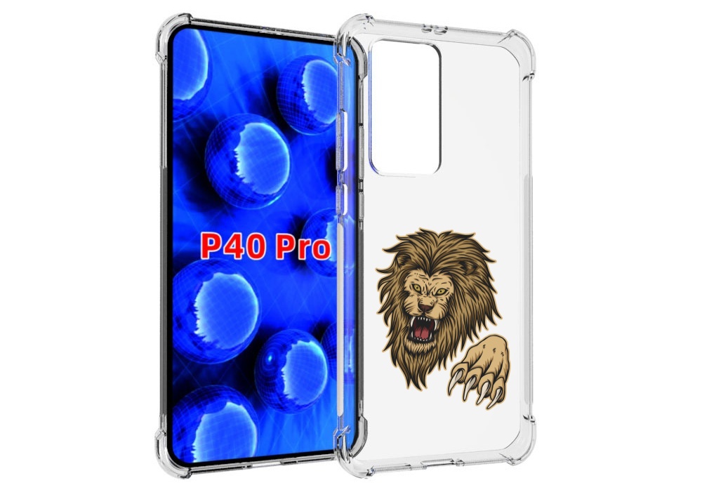 Чехол MyPads Лев-завоеватель мужской для Huawei P40 Pro противоударный