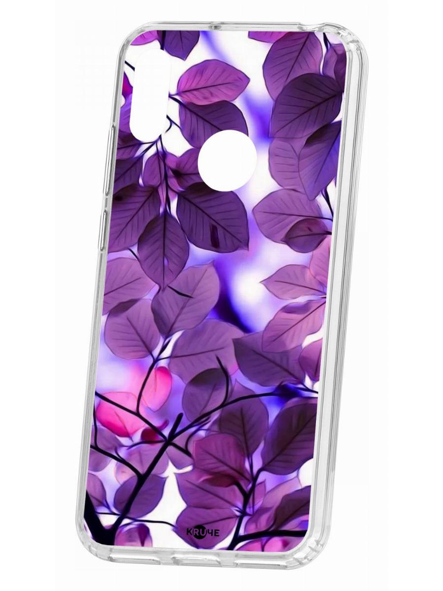 

Чехол для Huawei Y6 2019 Kruche Print Purple leaves, Прозрачный;разноцветный