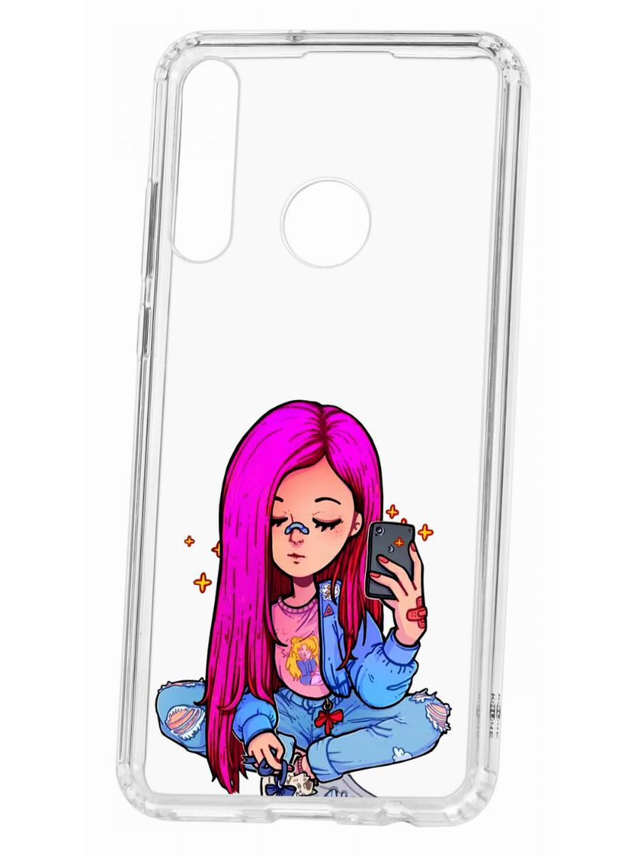 фото Чехол для huawei y6p 2020 kruche print pink hair кruче