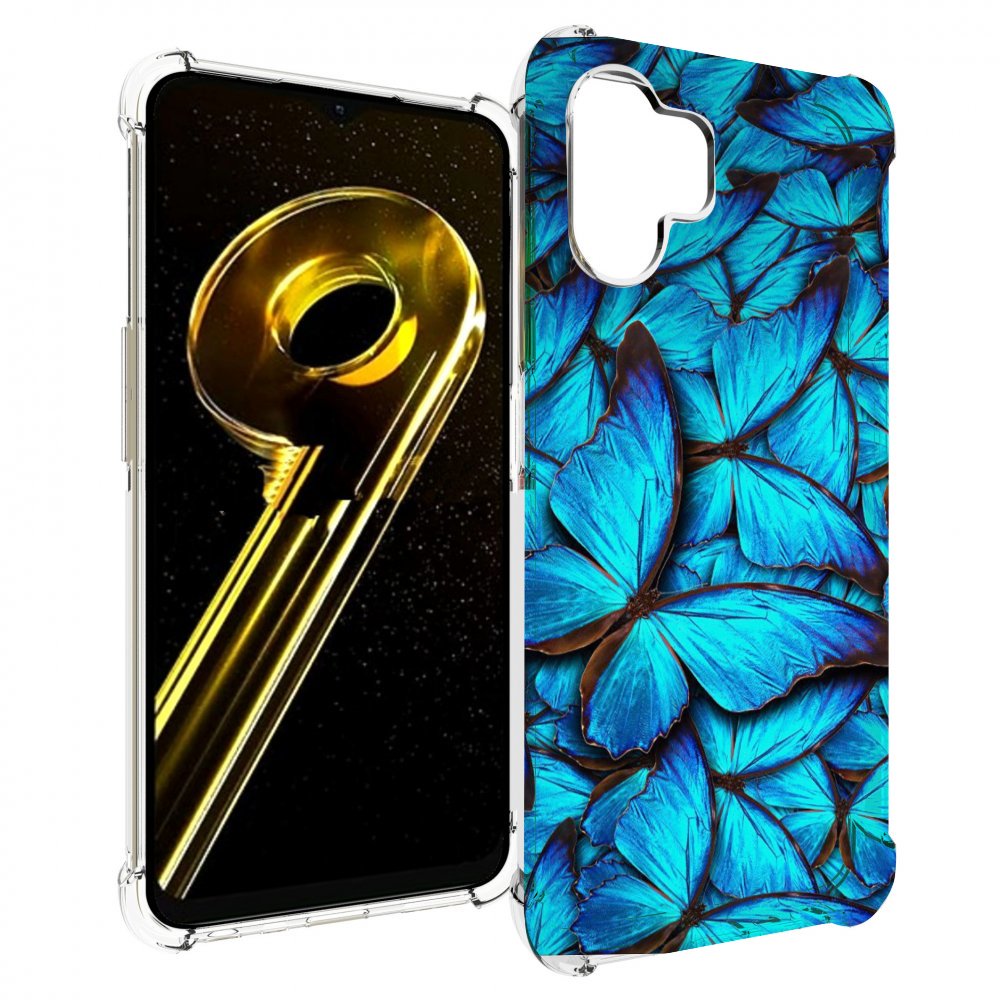 

Чехол бампер MyPads бирюзовые бабочки для Realme 10 5G противоуд..., Прозрачный, Tocco