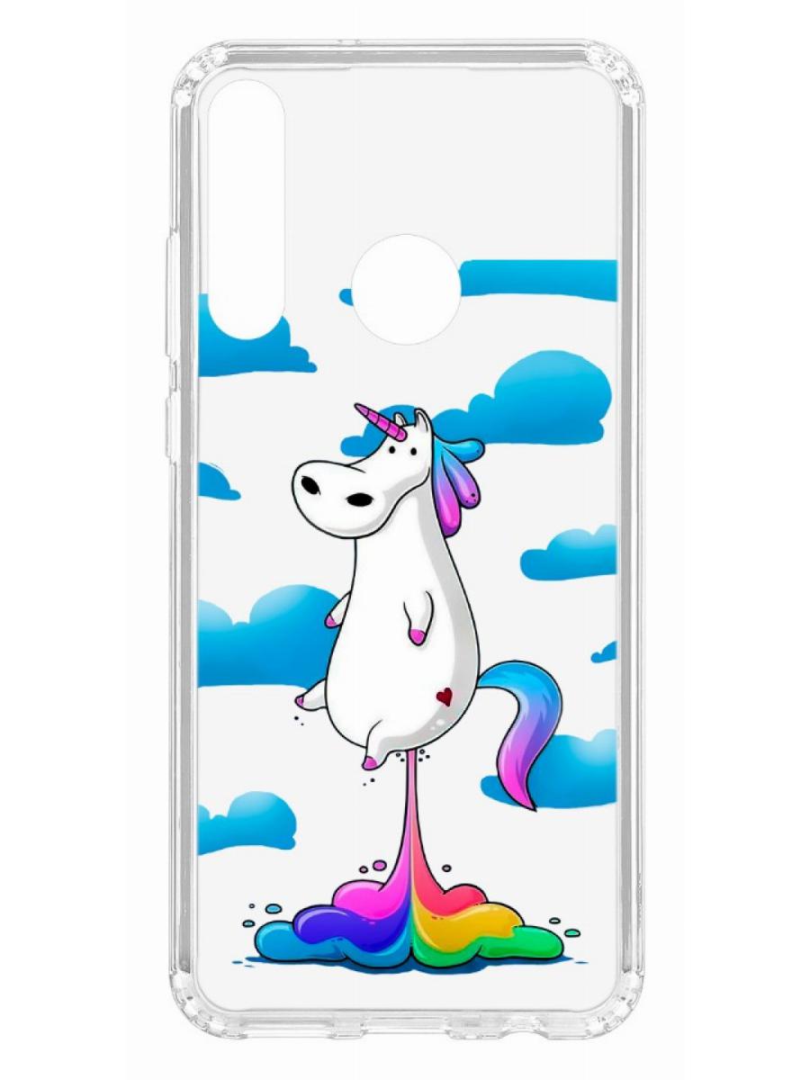 

Чехол для Huawei Y6p 2020 Kruche Print Flying Unicorn, Прозрачный;разноцветный