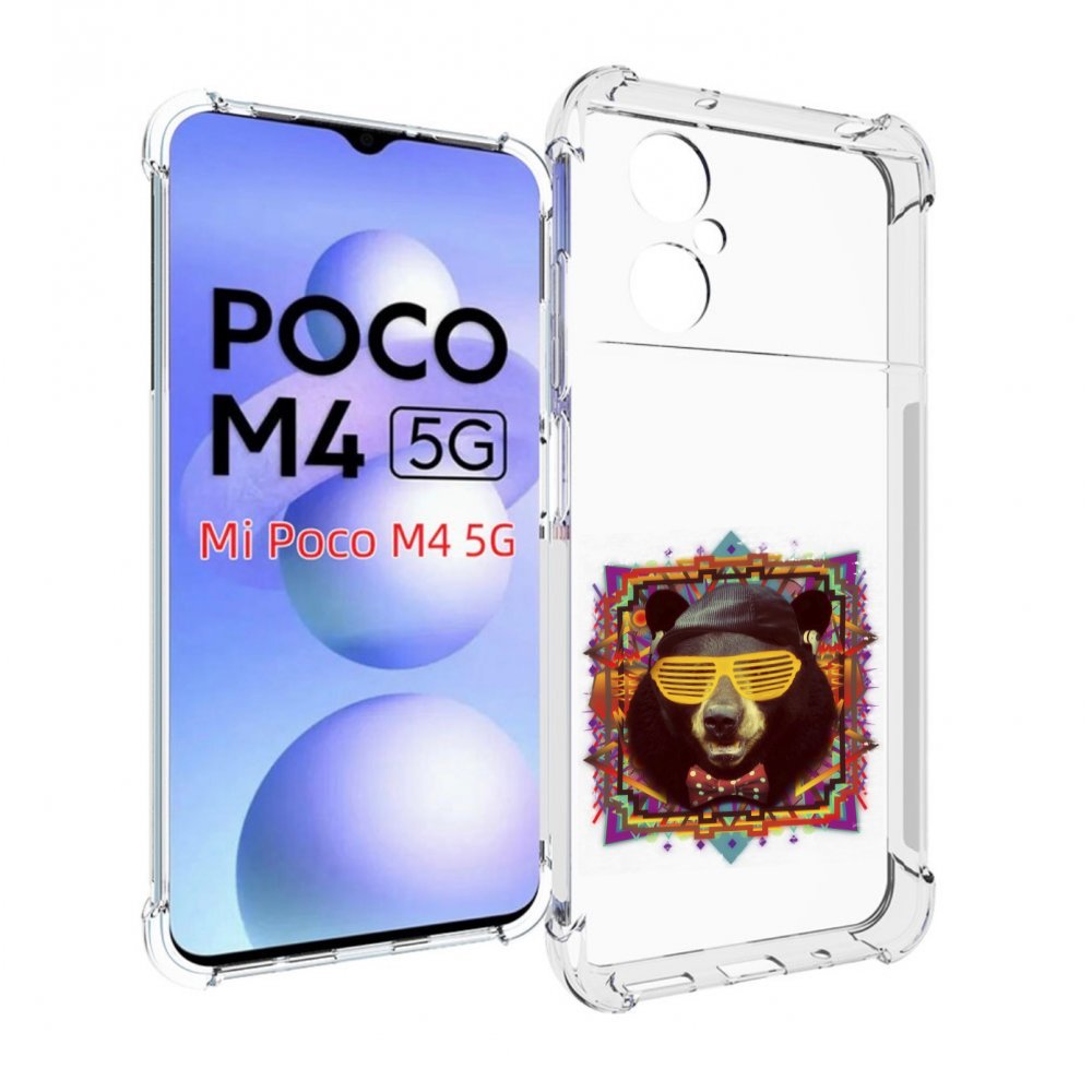 

Чехол MyPads Медведь в очках для Xiaomi Poco M4 5G, Прозрачный, Tocco