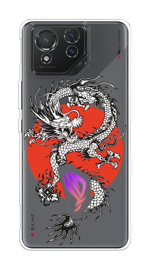 

Чехол на Asus ROG Phone 8 "Восходящий дракон", Белый;черный;красный, 45150-1