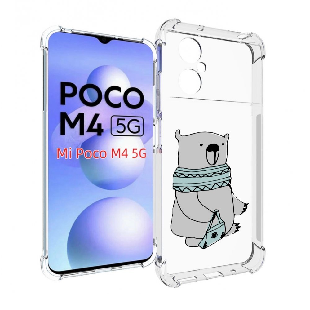 

Чехол MyPads Модный медведь для Xiaomi Poco M4 5G, Прозрачный, Tocco