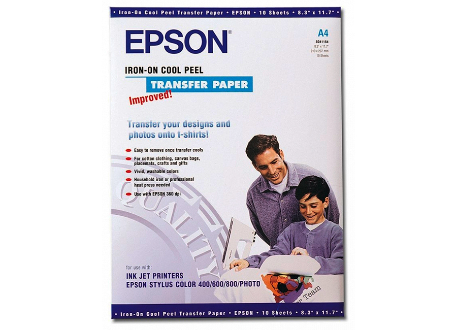 

41154 Термопереводная бумага EPSON Iron-On Cool Peel Transfer Paper A4 (10 листов) C13S041, Белый