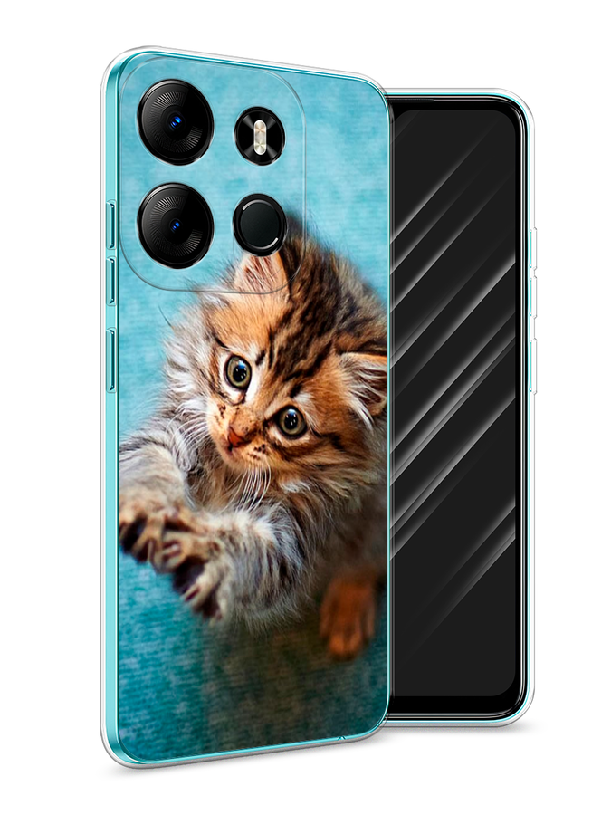 

Чехол Awog на Tecno Spark Go 2023"Котенок просит есть", Голубой;коричневый;белый, 3103750-2