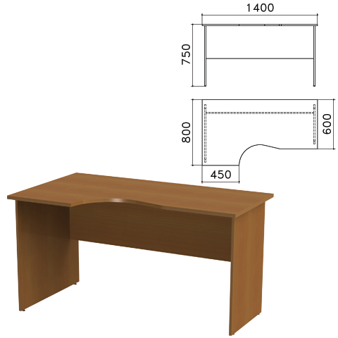 фото Стол письменный канц ск36.9 (ш1400xг800xв750мм), эргономичный левый, цвет орех