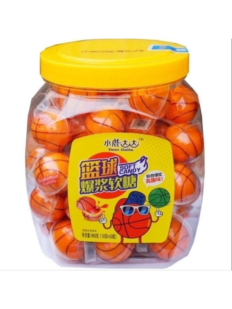 Мармелад жевательный Deer DaDa баскетбольные мячи с фруктовой начинкой 18 г х 50 шт