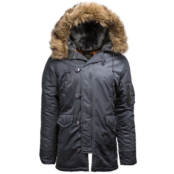 Куртка мужская Alpha Industries N-3B Parka Slim Fit Steel синяя 3XL