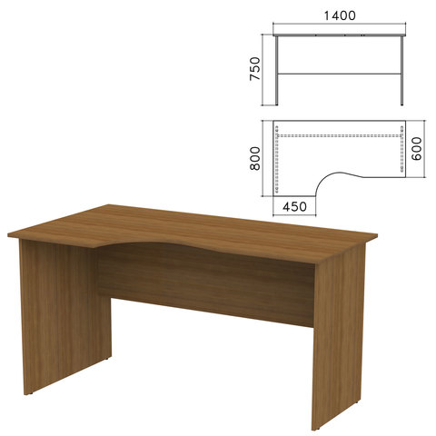 фото Стол письменный эргономичный канц, 1400х800х750 мм, левый, цвет орех пирамидальный, ск36