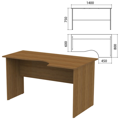 фото Стол письменный эргономичный канц, 1400х800х750 мм, правый, цвет орех пирамидальный, ск3