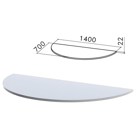 Стол приставной полукруг Монолит, 1400х700х750 мм, БЕЗ ОПОР (640137), цвет серый, ПМ35.1