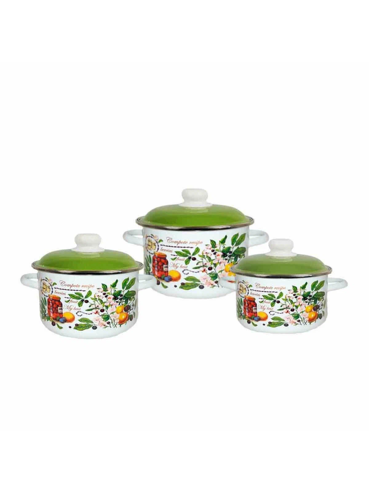 

Набор эмалированных кастрюль ALAT Home Вкусный компот 3 шт, Белый