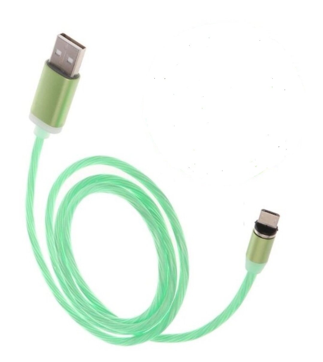 фото Кабель зарядный магнитный светящийся lightning зеленый x-cabel