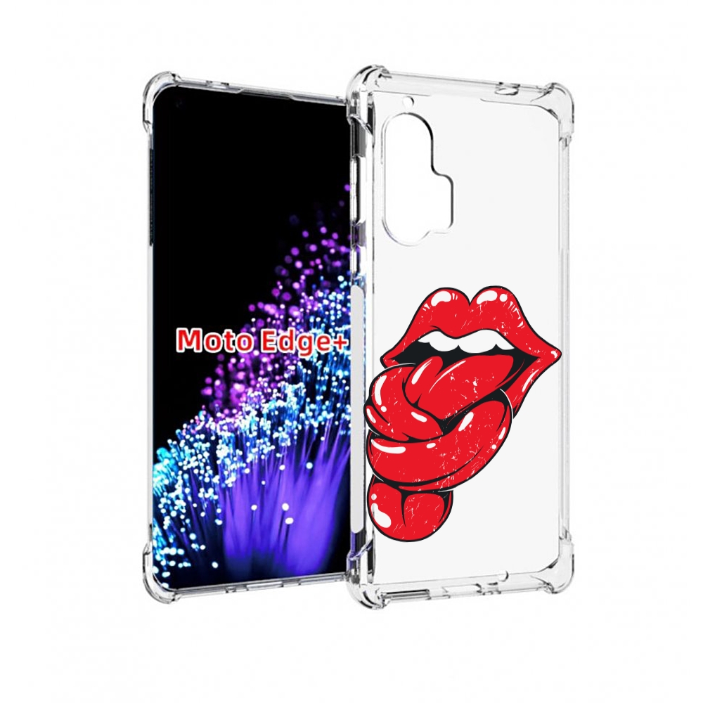 

Чехол MyPads яркие губы с языком для Motorola Edge+ Plus, Прозрачный, Tocco
