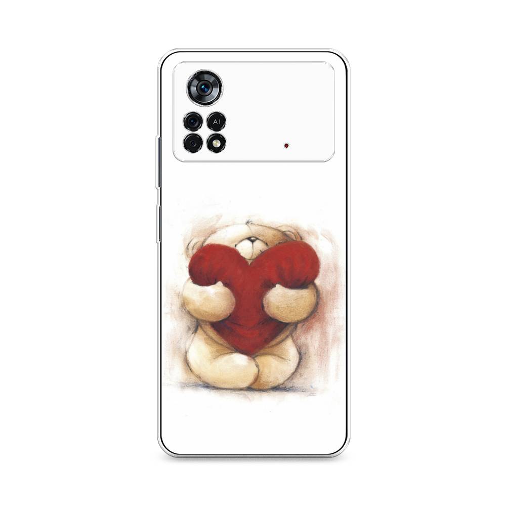 

Чехол Awog на Poco X4 Pro 5G "Мишка с сердцем 1", Разноцветный, 313150-6