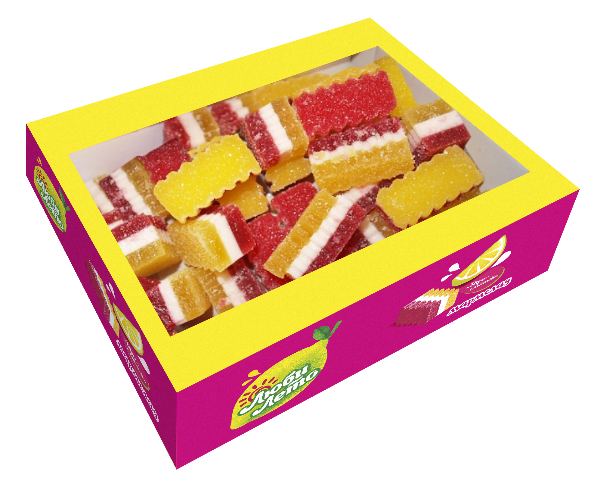 Мармелад желейный Люби Лето трехслойный лимон, вишня, ваниль, 500 г