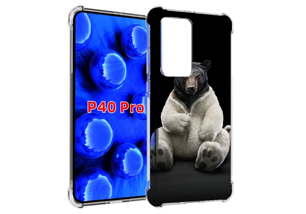 

Чехол MyPads Медведь-бурый-белый для Huawei P40 Pro противоударный, Прозрачный, Tocco