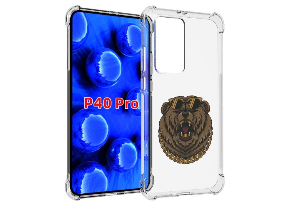 

Чехол MyPads Медведь-в-очках-2 для Huawei P40 Pro противоударный, Прозрачный, Tocco