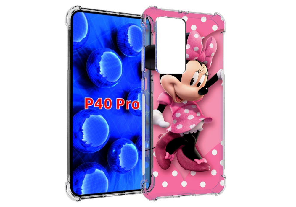 Чехол MyPads Минни-Маус-в-сердце женский для Huawei P40 Pro противоударный
