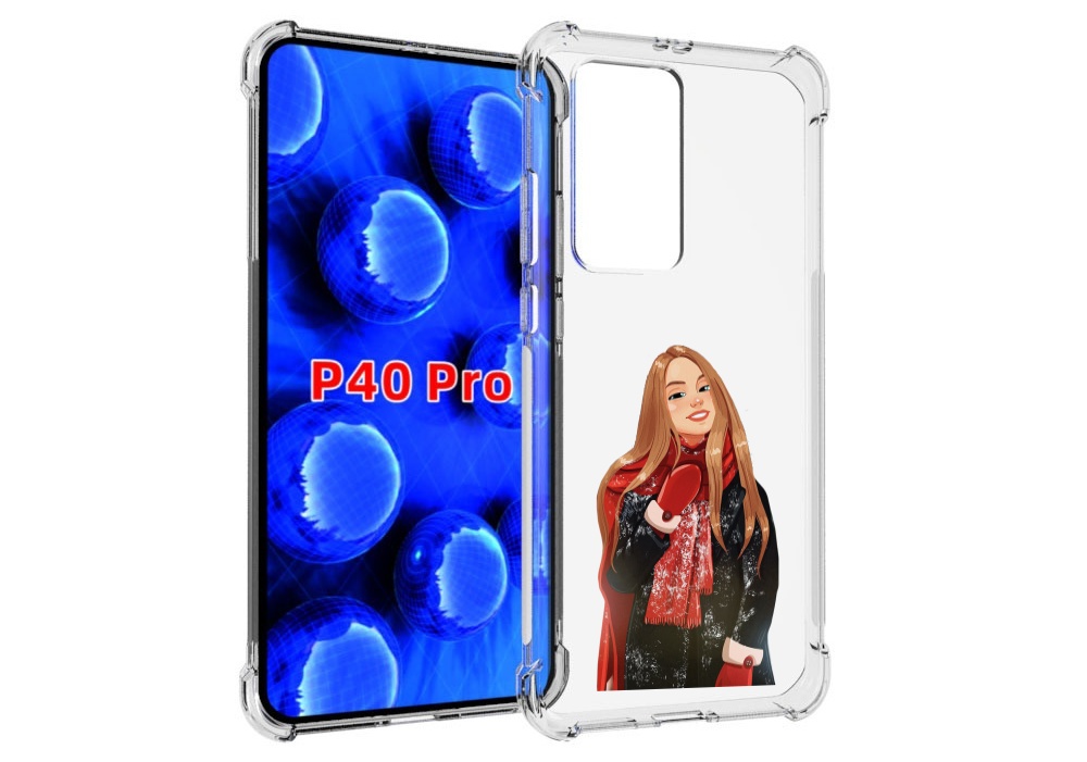 Чехол MyPads Новогодний-зимний-арт женский для Huawei P40 Pro противоударный