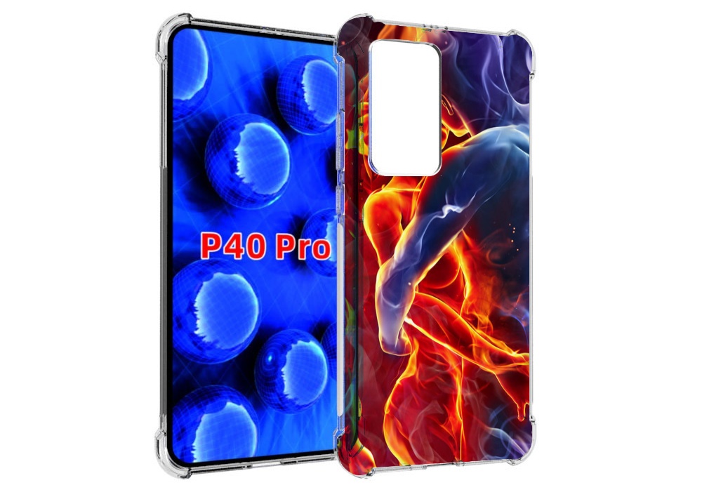 

Чехол MyPads Огонь-вода для Huawei P40 Pro противоударный, Прозрачный, Tocco