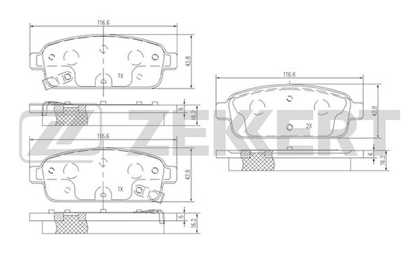 

Колодки тормозные Chevrolet Aveo (T300) 13-, Cruze (J300) 09- задние дисковые (GDB1844) Ze